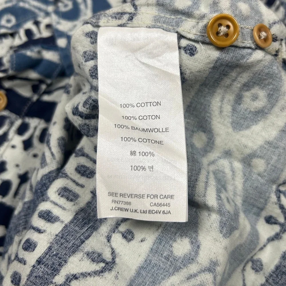 J Crew Blue Geometric‎ Shirt XL Short Sleeve Casual Summer Button Up Mens